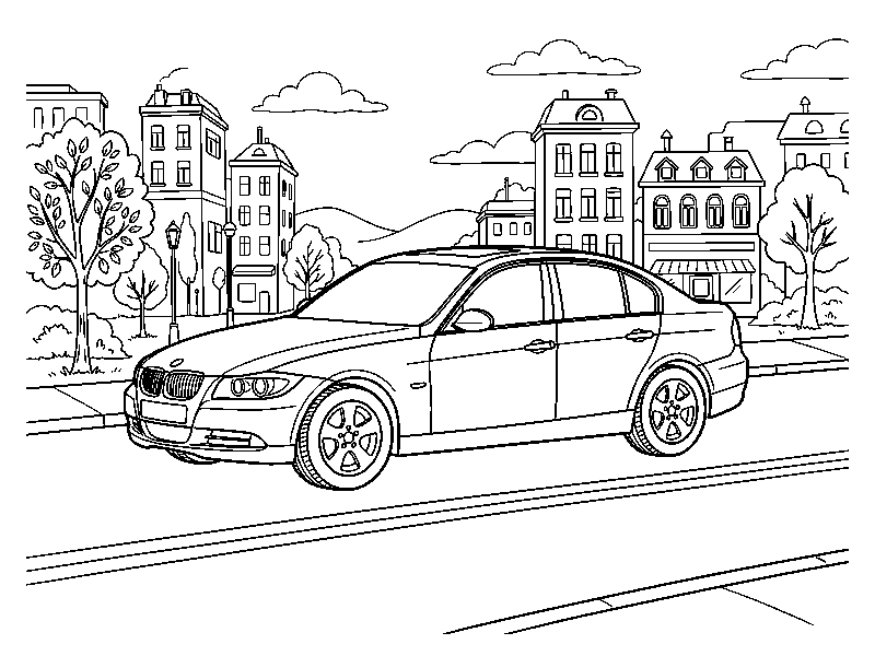 Седан BMW, раскраска для детей