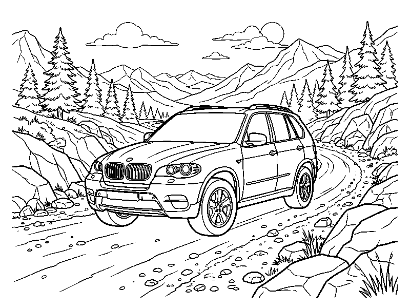 Кроссовер BMW, раскраска для детей
