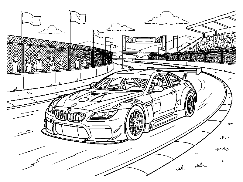 Гоночный BMW, раскраска для детей