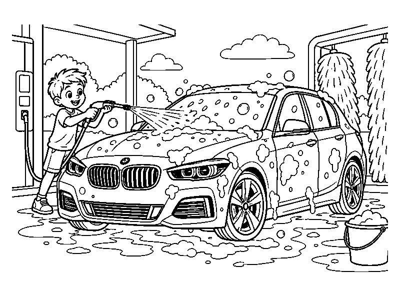 Раскраска BMW: bmw на мойке