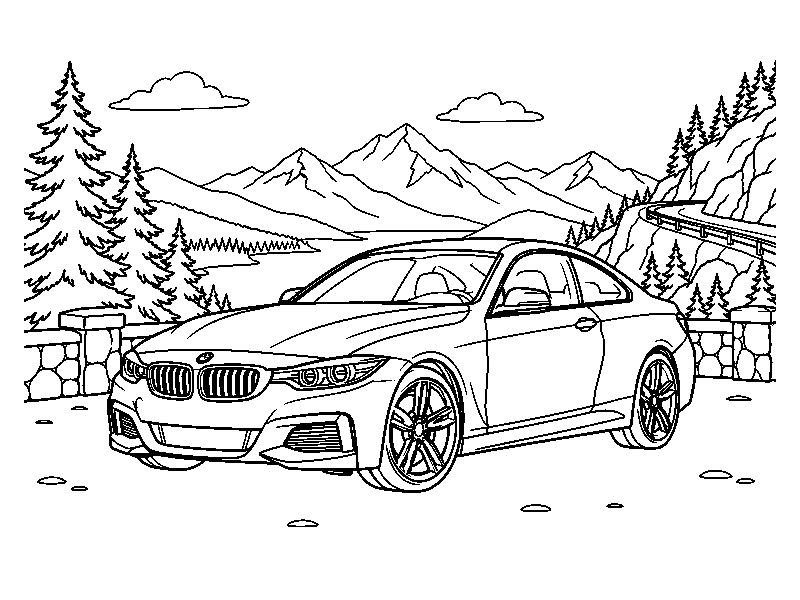 Раскраска BMW: bmw в горах