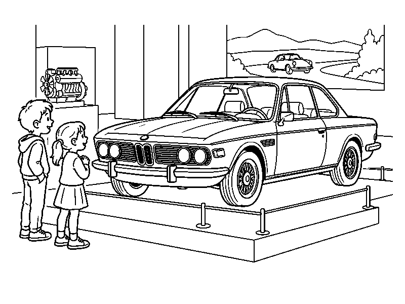Раскраска BMW: bmw в музее транспорта