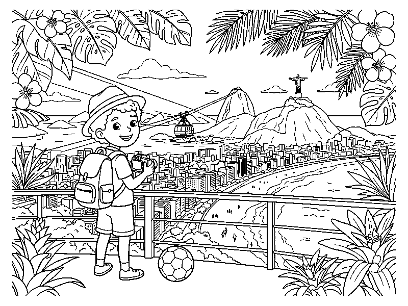 Путешествие по Бразилии, раскраска для детей