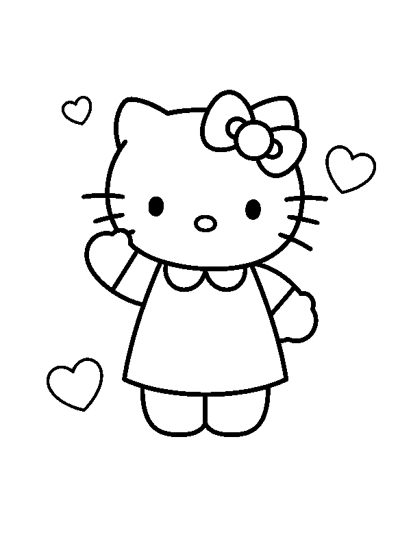 Hello Kitty с бантом, раскраска для детей