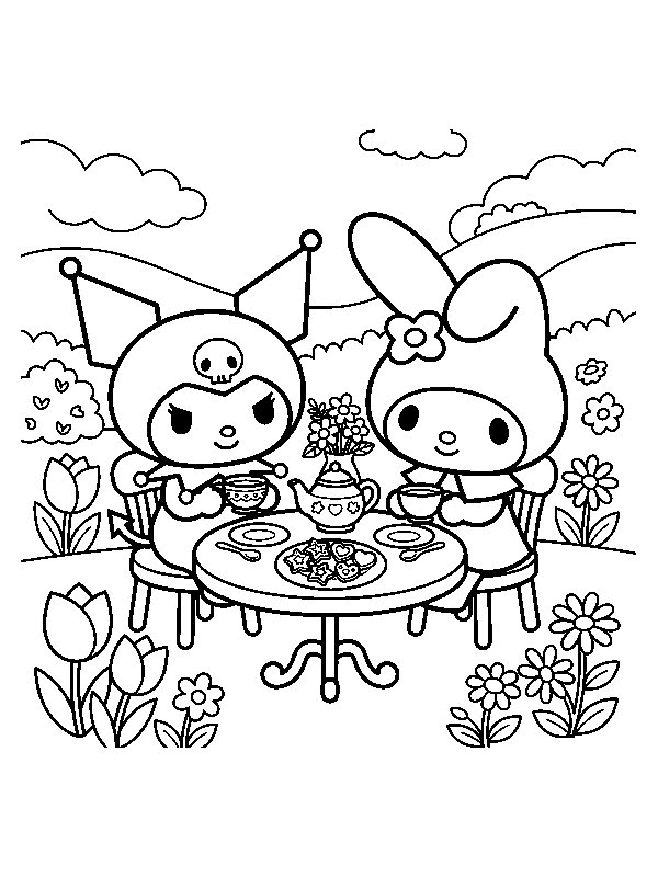 Куроми и My Melody, раскраска для детей