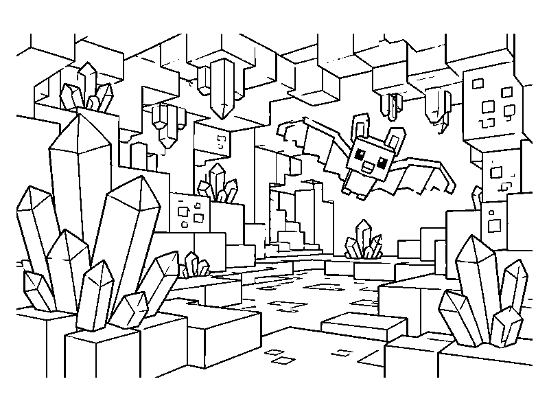 Раскраска Minecraft: кристальная пещера