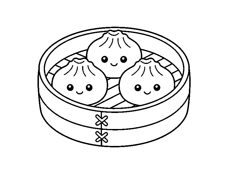 Пельмешки в корзинке, раскраска сквиши для детей