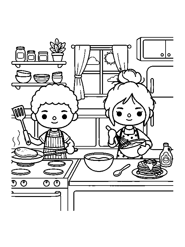 Кухня Toca Boca, раскраска для детей