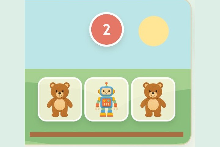 Игровой экран «Найди пару: Игрушки»