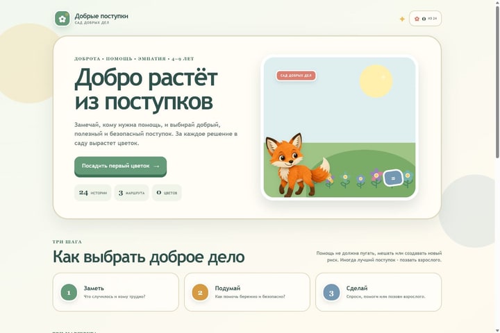 Игровой экран «Добрые поступки»