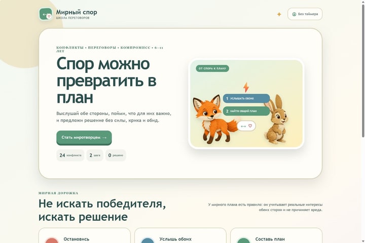 Игровой экран «Мирный спор»