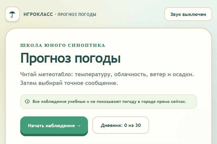 Игровой экран «Прогноз погоды»