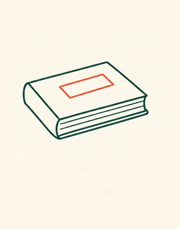 Контур закрытой книги с корешком и линиями страниц
