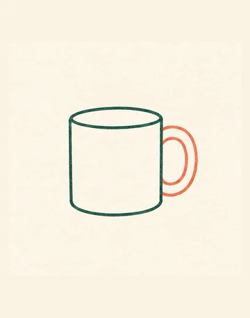 Коралловые внешний и внутренний контуры ручки кружки.