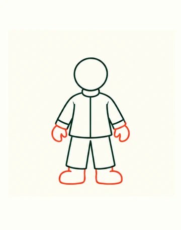 Новые коралловые руки в перчатках и два ботинка.