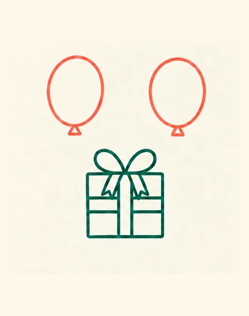 Два овальных шара с узелками над подарком